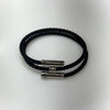 HERMES 男性用トゥニス・トレッセブレスレットブラックシルバー T4 136216545 [P]