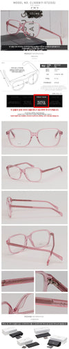 Celine CL50087I 072 Luxury Fashion Thin Square Transparent Pink Horn Frame 136219846 [P]