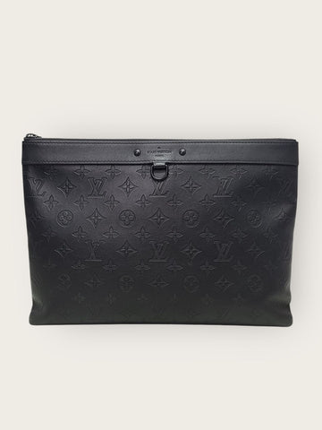 Louis Vuitton Black Pochette Monogram Shadow Clutch Bag 136220105