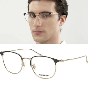 Montblanc Eyeglass Frame MB0191O 004 Luxury Black Gold Metal Frame 136240767