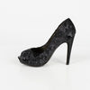 Salvatore Ferragamo Sequin Open-Toe Pumps Size 6.5 136174240 [P]