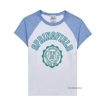 WILD DONKEY Frühling Springfield T-Shirt in Weiß und Babyblau SS25 für Damen 136455179