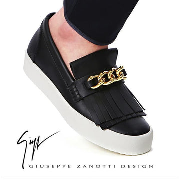GIUSEPPE ZANOTTI RM6045 NERO Goldkettenschlupfschuhe 57144971