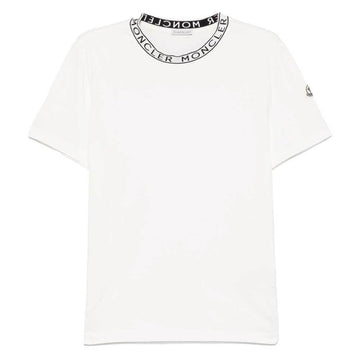 MONCLER Rundhals T-Shirt mit Logo in Weiß 8C00027 8390T 032 136528290