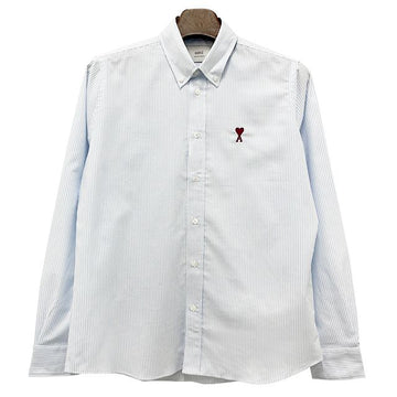 AMI Button Down Stripe Cotton Oxford Shirt 128847356
