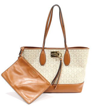 Salvatore Ferragamo 21 H663 Ivory Gancini Jacquard Gold Studio Tote Shoulder Bag EP10559FE 136603154