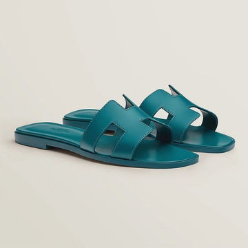 Hermes ORAN Sandals in Cobalt Blue 136612033