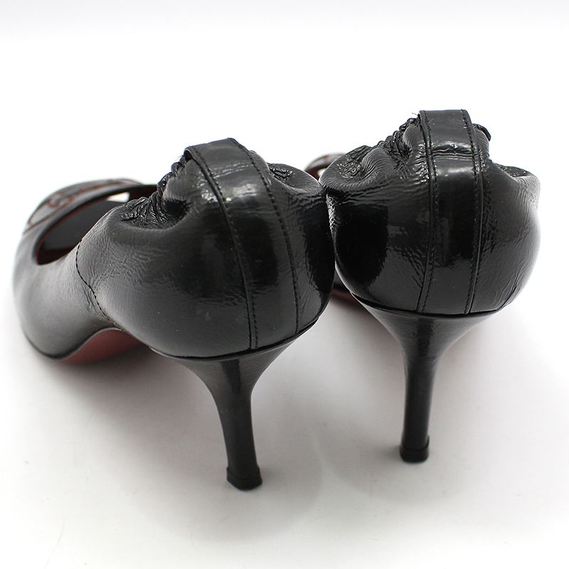 Gucci Black Patent Horsebit Open-Toe Pumps 36.5 137667674 – trenbe