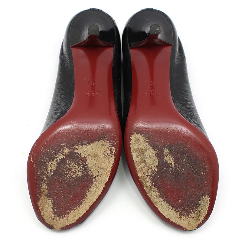 Gucci パンプス Gucci Black Patent Horsebit Open-Toe Pumps 36.5 137667674 – trenbe