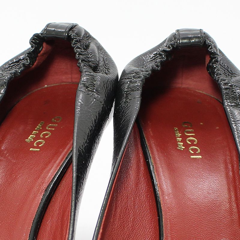 Gucci Black Patent Horsebit Open-Toe Pumps 36.5 137667674 – trenbe