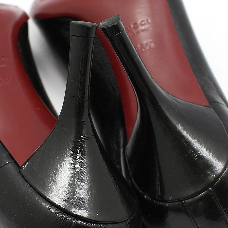 Gucci Black Patent Horsebit Open-Toe Pumps 36.5 137667674 – trenbe