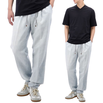 Brunello Cucinelli Drawstring Linen Denim Banding Pants 137846816