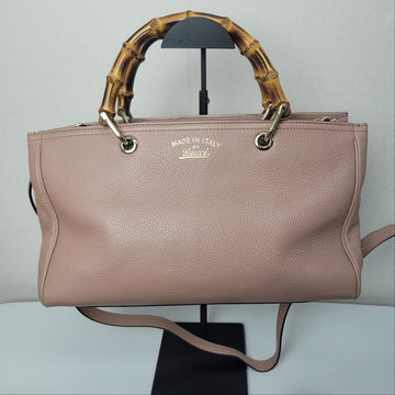 Gucci Bamboo Light Gold Accent Leather 2WAY in Indie Pink 323660 154827505