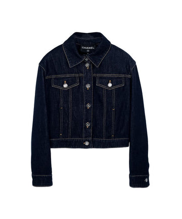 CHANEL Washing Denim Blouson 36 Dunkelblau stamp: 5ET0008 123093969