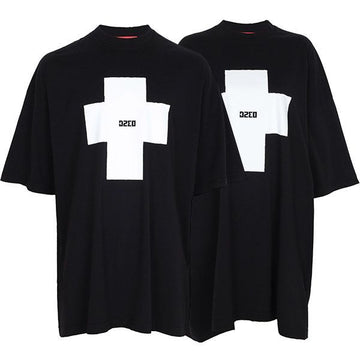 032C Oversized T-Shirt in gewaschenem Schwarz mit Punkt Null 25SS 0152 050 137991778