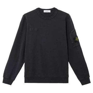 STONE ISLAND Wappen Patch Reißverschluss Tasche Sweatshirt Schwarz 6100003 S0123 V0029 138165816