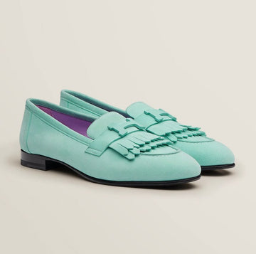 HERMES スウェード ロイヤル ローファー ミント 36 138169047