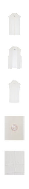 CHANEL 25C Sleeveless Shirt 34 White 5ET0711 133628822 [P]