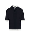 CHANEL 25C CC Logo Hooded Ribbed Top Black/White 5ET0685 133094391 [P]