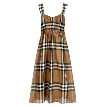 BURBERRY DELILAH Dalia Karomuster Raffung ärmelloses Kleid 80843131 138297169