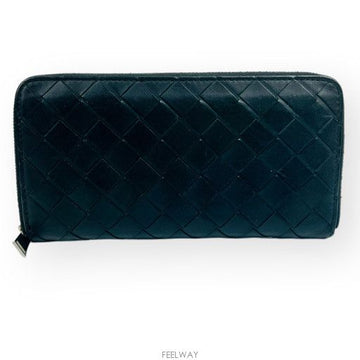 Bottega Veneta Silver-Zipped Black Long Wallet 138301846