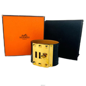Hermes Kelly Dock Bracelet Crocodile Gold-Plated Bracelet R Stamp 138301861