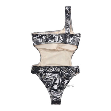 Vivienne Westwood Logo Pattern One-Shoulder Swimsuit 138308879