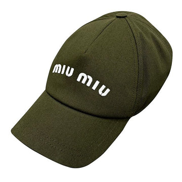 Miu Miu Embroidered Logo Cotton Baseball Cap Forest Green White 5HC179 ADXI F0E9A 138316354