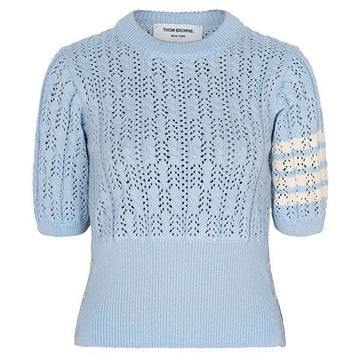 Thom Browne 25FW Light Blue Diagonal Pointelle Cable Stitch Short Sleeve Knit FKA495A Y3017 480 138334182