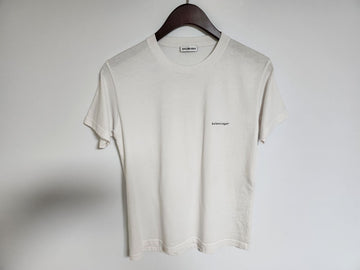 BALENCIAGA M Weiß kleines Logo Damen T-Shirt 556107 TYK28 138363556
