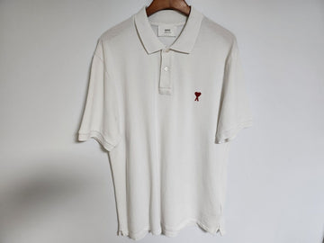 AMI XXL Weiß kleines Herz Stickerei Herren Polo-Shirt BFHPL001 138363562