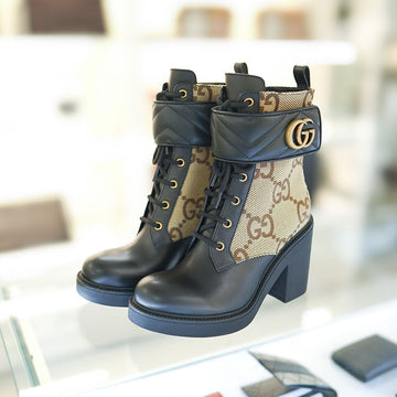 GUCCI 女性アンクルブーツ 719849 AABD0 1183 ファブリック ベージュ 138371600
