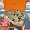 Hermes Eje 30 Sandals Suede 37 Khaki 232150 138417858 [P]