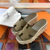 Hermes Eje 30 Sandals Suede 37 Khaki 232150 138417858 [P]