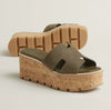 Hermes Eje 30 Sandals Suede 37 Khaki 232150 138417858 [P]