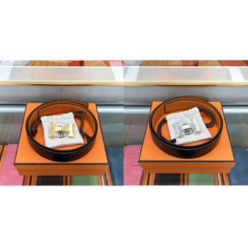 Hermes Reversible Belt 95 BlackOrange Gold/Silver 32mm 138430065