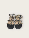 Valentino Black Rockstud Strap Flat Sandals 138430137 [P]