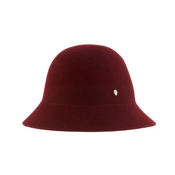 Helen Kaminski Mariko Wild Blackberry Warm Red Wool Felt Cloche Bucket Hat HAT51145 144699058