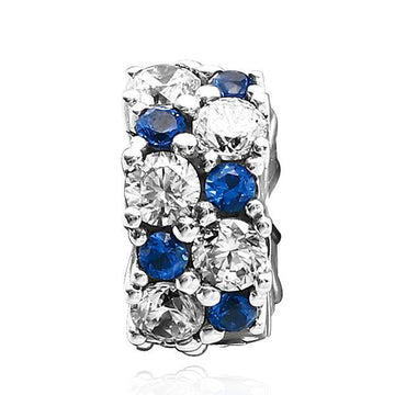 PANDORA Clear & Blue Sparkling Clip Silver Charm 799171C01 144702264