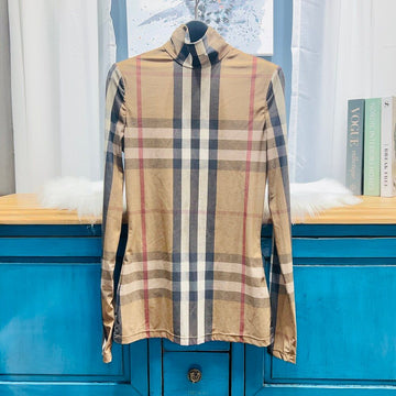 Burberry Check Jersey Turtleneck Long Sleeve Top 4566771 138625655