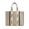 CHLOE Woody Large Tote Bag Beige/Blau 91J 44749252 [P]