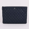 CHANEL キャビア ネイビー ラージ クラッチバッグ 24番 8桁 138711272 [P]