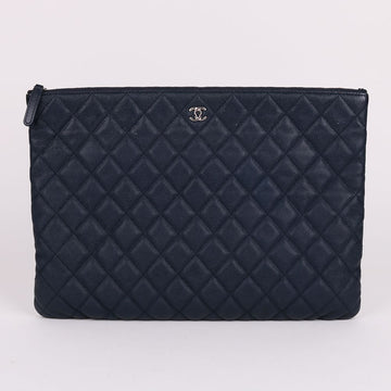 CHANEL Caviar Navy Leather Large Clutch Bag 24 138711272