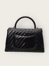 CHANEL Black Vintage Calfskin Chevron Coco Handle Medium 24 138751522 [P]