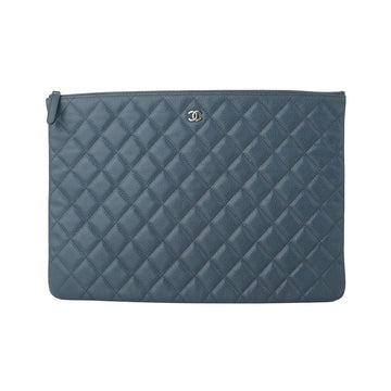 CHANEL Klassische Caviar Clutch Silber Large 35219-2 138770525