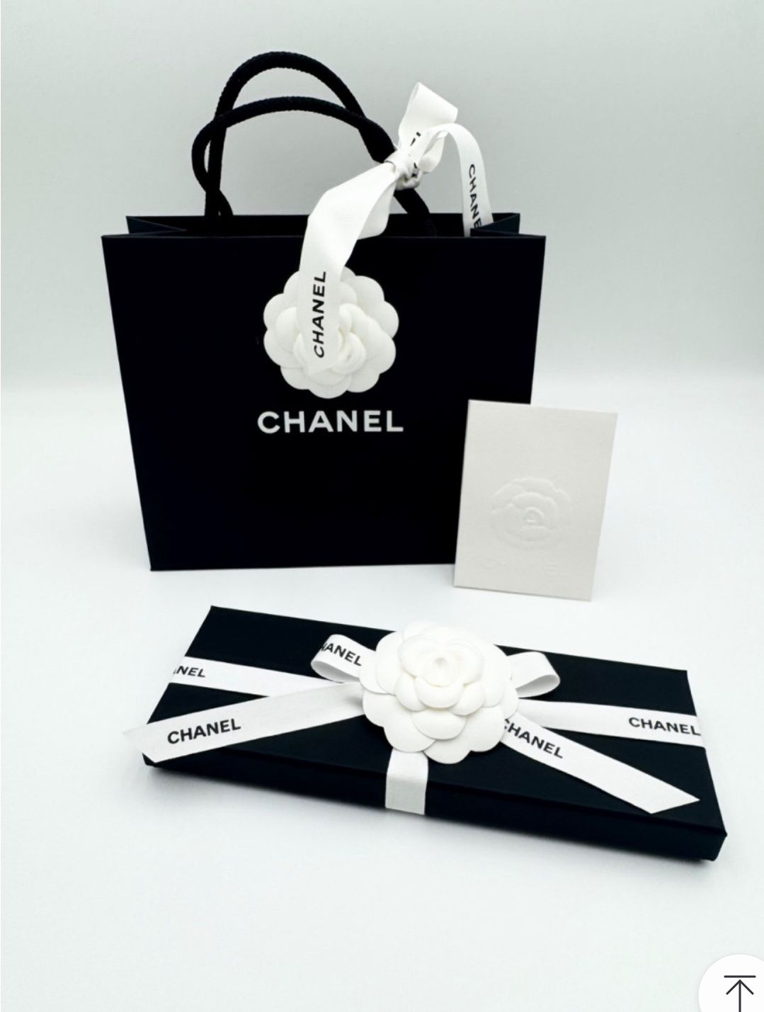 CHANEL 25 CC Logo Silk Scarf Women Band Black White AAB157