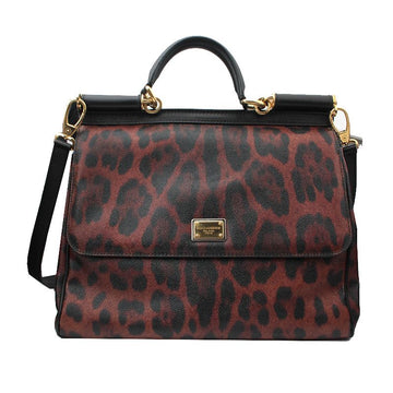 DOLCE & GABBANA レオパードパターンレザー トートバッグ兼クロスボディバッグ 138776374