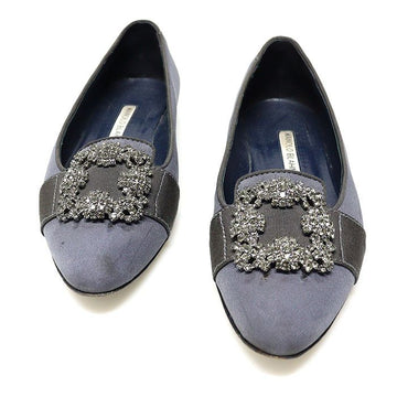 MANOLO BLAHNIK Blaue Satin Kristall Schmuck MARRIA Ballerina Damen Ballerinas 35 138851336