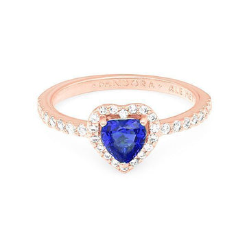 Pandora Sparkling Blue Elevated Heart Rose Ring 188421C01 58097099 [P]