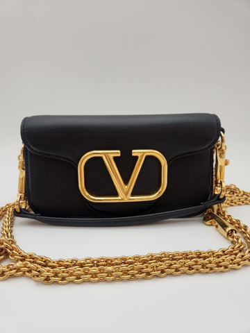 Valentino V Logo Tote and Shoulder Bag Small Black A+ 138884905